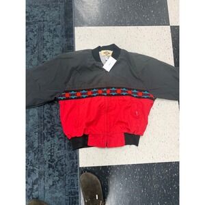 PFI Western Wear Jacket Mens Black Red Geometric Print Bomber Style USA Made